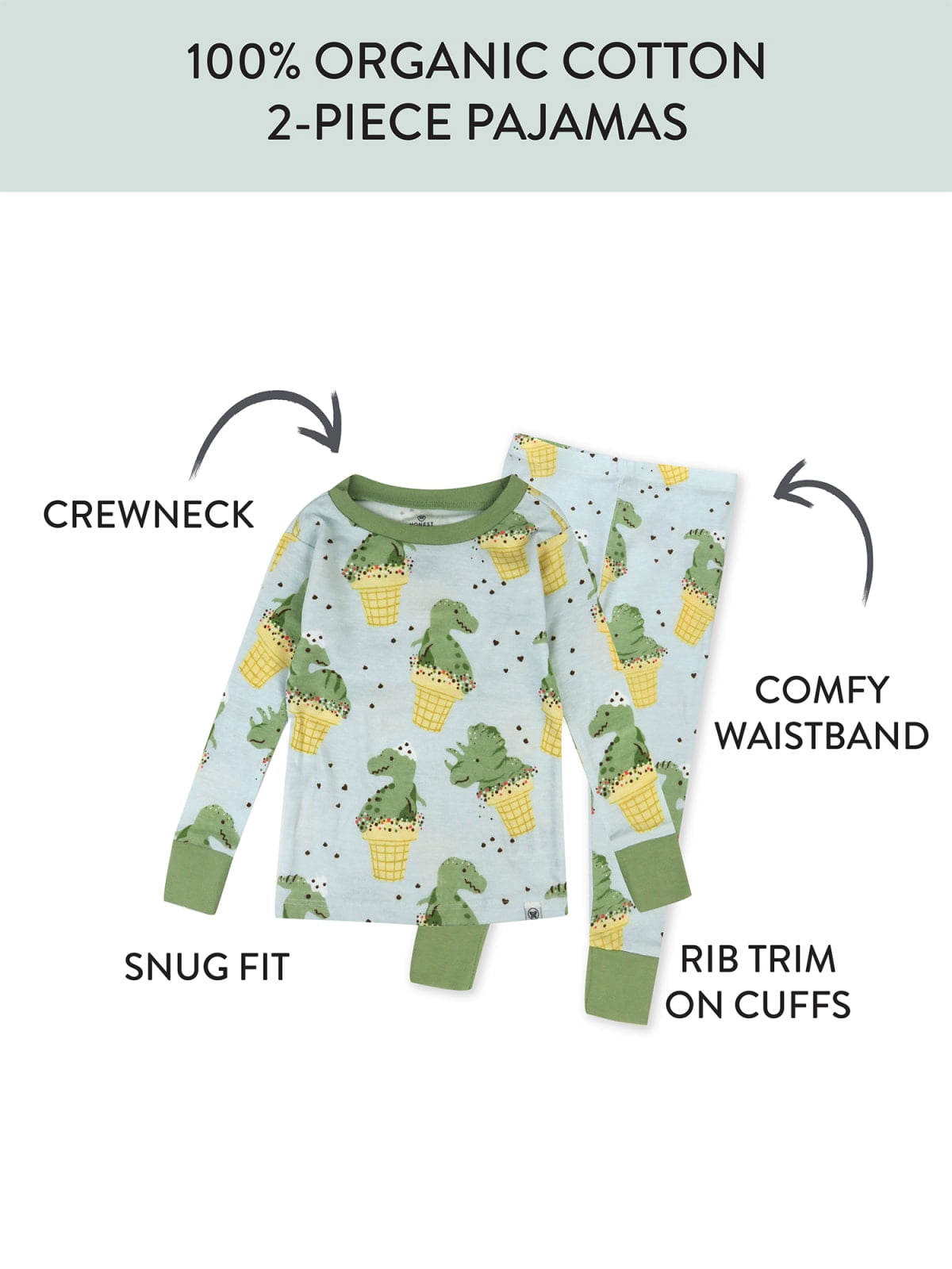Honest Baby Clothing Organic Cotton Boy/Girl 2-Piece Long Sleeve Pajama Set, 12M to 5T