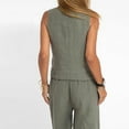 thumbnail image 4 of Aueoeo Womens Cotton Linen 2 Piece Sets Summer Sleeveless Button -Down Tops Pants Dressy Casual Vacation Travel Outfits Tracksuits, 4 of 7