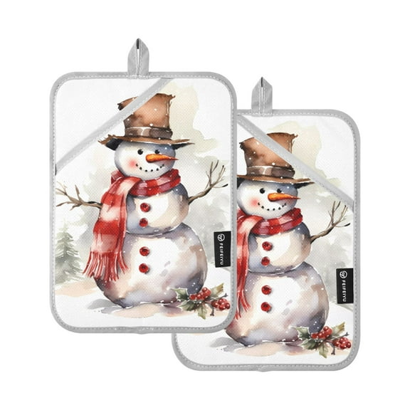 ALAZA Snowman Christmas Pot Holders Set of 2 Heat Resistant Kitchen Oven Mitts