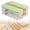 Green, variant on CSSJKYJ 2-Layer Frozen Dumpling Storage , Flat Stacks Food Container Icing Cookies Wonton Donuts Box Organizer for Fridge, 3.4 Inches Net Height, Beige