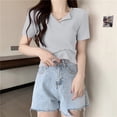 thumbnail image 5 of PADFRYBK Summer T-Shirt For Women Casual V-Neck Pullover Short Sleeve Tops Go Anywhere Solid Color Loose Casual Tunic Blouses, 5 of 6