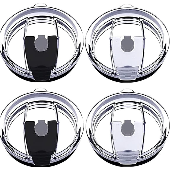 4 Pack 20oz Tumbler Lids Spillproof Splash Resistant for Beast Juro Ozark Trail Atlin (2 Black 2 White)