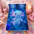 thumbnail image 3 of Meiyoeat Ocean Salamander Bed Sheets 4-Piece, Cute Underwater World Full Size Sheets, Blue Pink, 1 Fitted Sheet, 1 Flat Sheet, 2 Pillowcases, 3 of 6