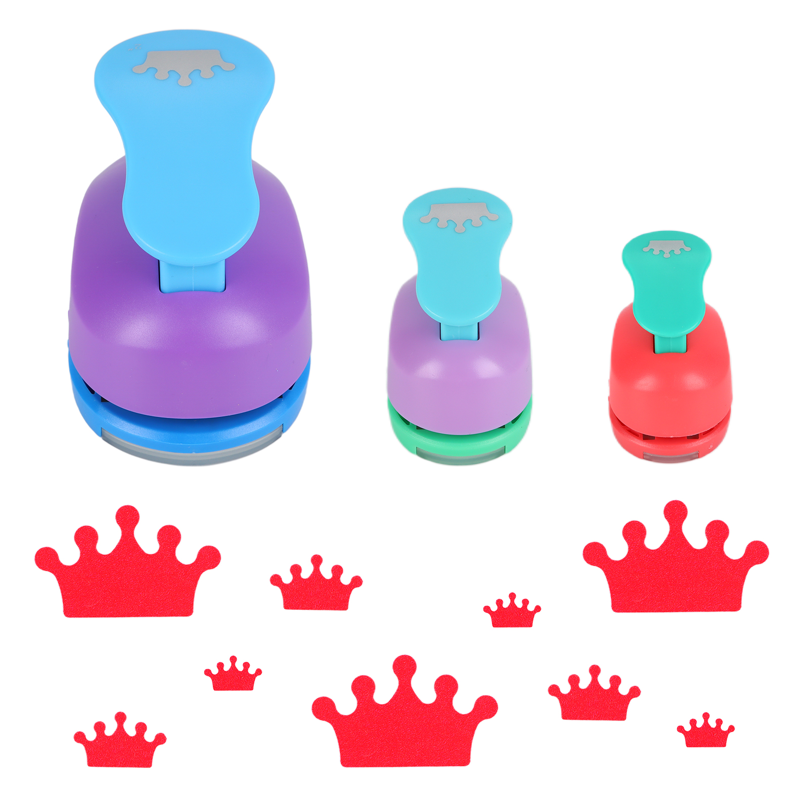 3 Pieces 2 Inch 1 Inch 5/8 Inch Crown Paper Puncher Set Scrapbook Craft
