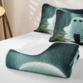 thumbnail image 4 of Erosebridal Kawaii Smiling Ghost Quilt Full, Spooky Animal Full Bedspread Sets for Boys Girls, Pale White Dark Green, 3-Piece 1 Coverlet and 2 Pillowcases, 4 of 7