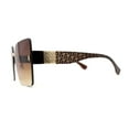 thumbnail image 3 of Womens Beveled Rimless Luxury Fashion Oversize Rectangle Sunglasses Brown Gold Brown, 3 of 4