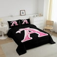 thumbnail image 3 of Feelyou Initial Letter A Bedding Twin Comforter Set, Black Pink Down Comforter, Kawaii Bow-tie Reversible Comforters & Duvets, Lightweight Room Decorative, 2pcs, 3 of 8