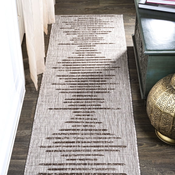 JONATHAN Y SANTA MONICA 2 x 8 Runner Rug, Zolak Berber Stripe Geometric - Beige/Brown, SMB124A-28
