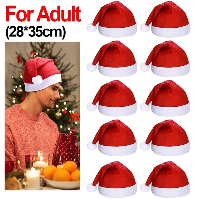 Sombreros de Navidad para niños y adultos, gorros de Papá Noel rojos, gorras de Feliz Navidad, decoración de fiesta de año nuevo, suministros de Navidad, 10/1 piezas