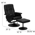 thumbnail image 4 of Flash Furniture Hall Massaging Heat Controlled Adjustable Recliner and Ottoman with Wrapped Base in Black LeatherSoft, 4 of 12