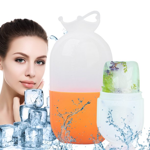 Masajeador con rodillo de cubitos de hielo para la cara, mejora el molde de hielo con rodillo facial de silicona reutilizable, acondicionamiento natural de ojos y cuello y cuidado de la piel, bolsas