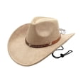thumbnail image 4 of Cowboy Hat for Women and Men Gold Classic Western Felt Cowboy Cowgirl Hat Outdoor Wide Brim Belt Buckle Retro Fedora Hats Unisex Rolled up Caps, 4 of 5
