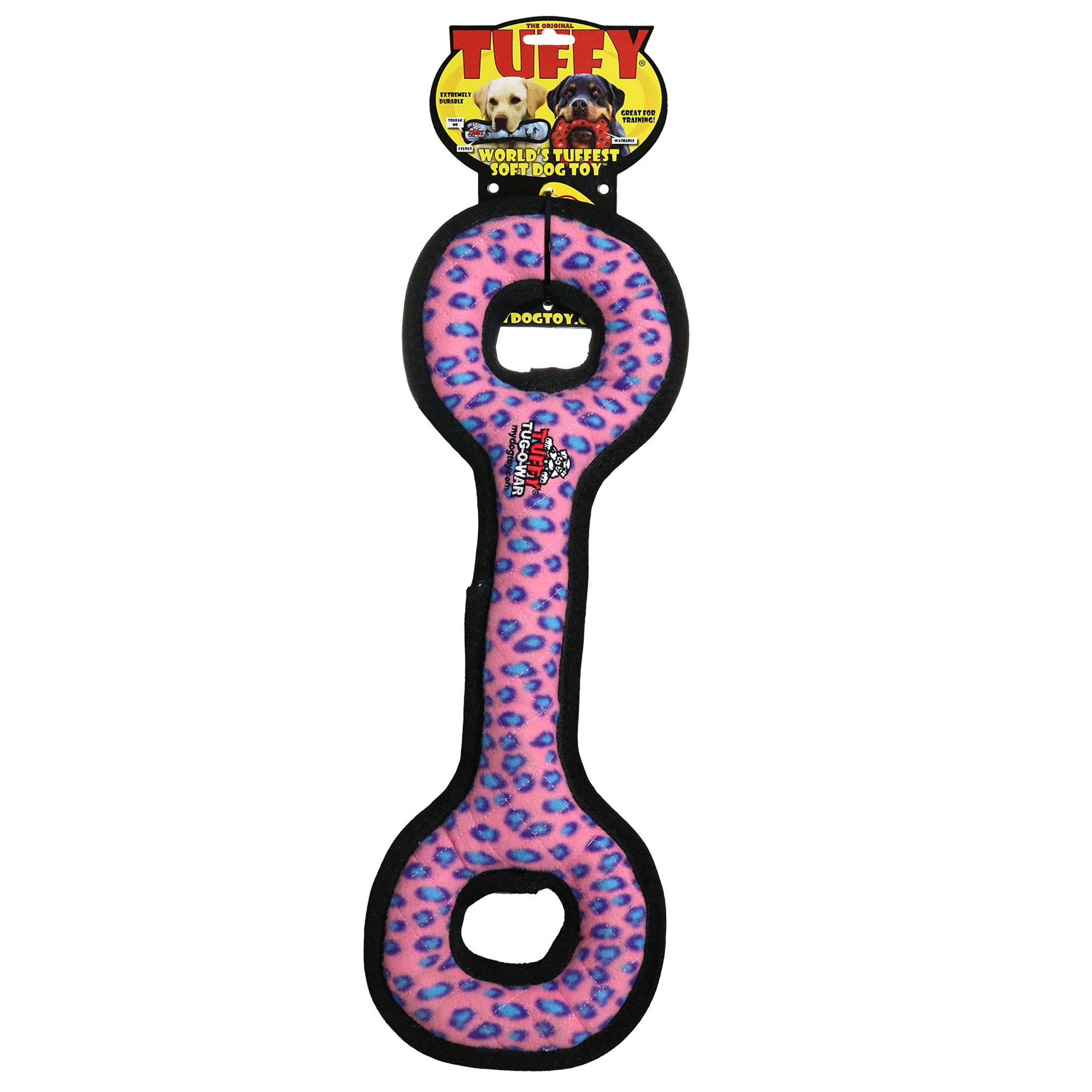 Tuffy Ultimate Tug-O-War Pink Leopard Durable Plush Squeaky Dog Toy
