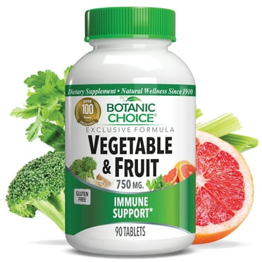 Botanic Choice Vegetable & Fruit Multivitamin Herbal Supplement, 90 Tablets, Gluten Free