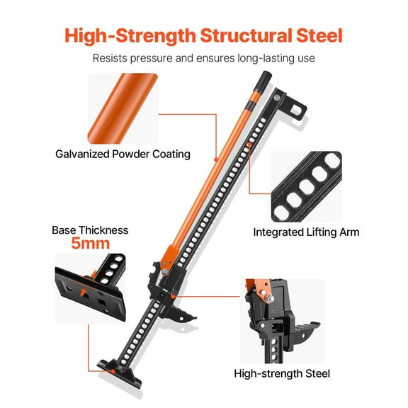 48" Black Hi-Lift Jack 7000LB, Emergency Offroad Recovery Equipment for SUV, ATV, UTV, Farm Use