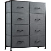 WLIVE 8 Drawers Dresser, Fabric Storage Tower for Bedroom, Living Room, Charcoal Gray