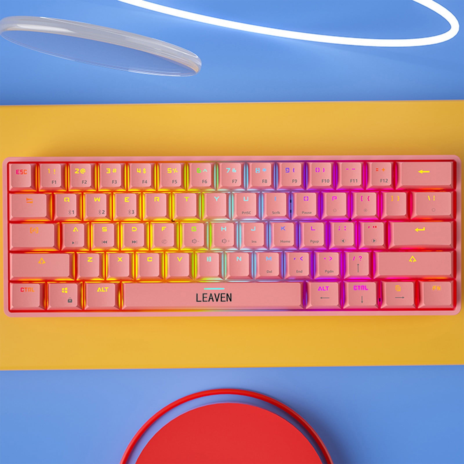 Back to School Gifts under $5 Wired 60% Mechanical Gaming Keyboard RGB Backlit Compact 61 Keys Keyboard With Blue Switches For PC on Clearance