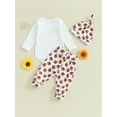 thumbnail image 4 of Wassery Baby Girls Boys Fall Outfits Clothes 3M 6M 9M 12M 18M Infant Long Sleeve Letter Print Romper Rugby Print Pants Hat 3Pcs Autumn Clothing for Newborn Girls Boys, 4 of 8