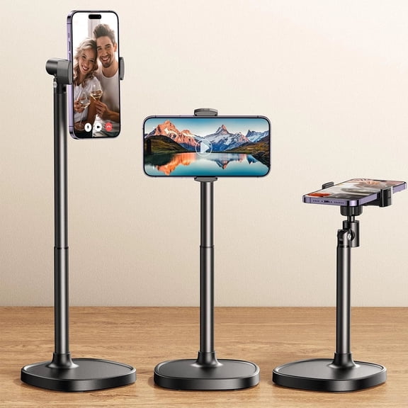 Phone Stand for Desk, Angle Height Adjustable Phone Holder for Desk, Aluminum Alloy Universal Phone Holder