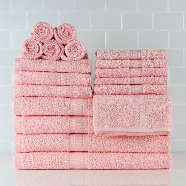 mainstays basic solid 18-piece bath towel set