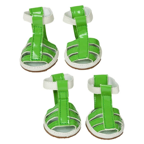 Pet Life Sandalias reflectantes de PVC para perros con hebilla, zapatos impermeables de verano para perros con detalles añadidos, juego de 4 sandalias para mascotas