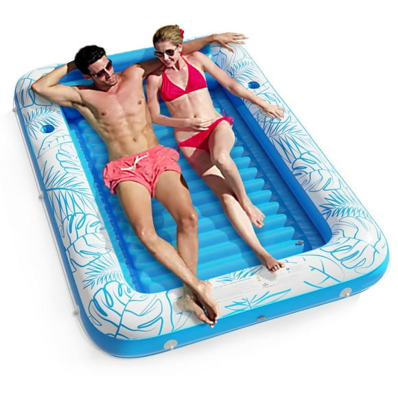 Inflatable Tanning Pool Lounger Float - Jasonwell 4 in 1 Sun Tan Tub Sunbathing Lounge Raft Floatie Toys Water Filled Bed Mat Pad for Kids Adult Blow Up Kiddie Ball Pit Pool (XL)