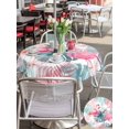 thumbnail image 5 of Outdoor Tablecloth with Umbrella Hole for Patio/Picnic/Party/Camping, Flamingos Waterproof Table Cloth Round Cover Washable, Green Summer Monstera Leaves Tropical Botanical (Dia 60"), 5 of 9