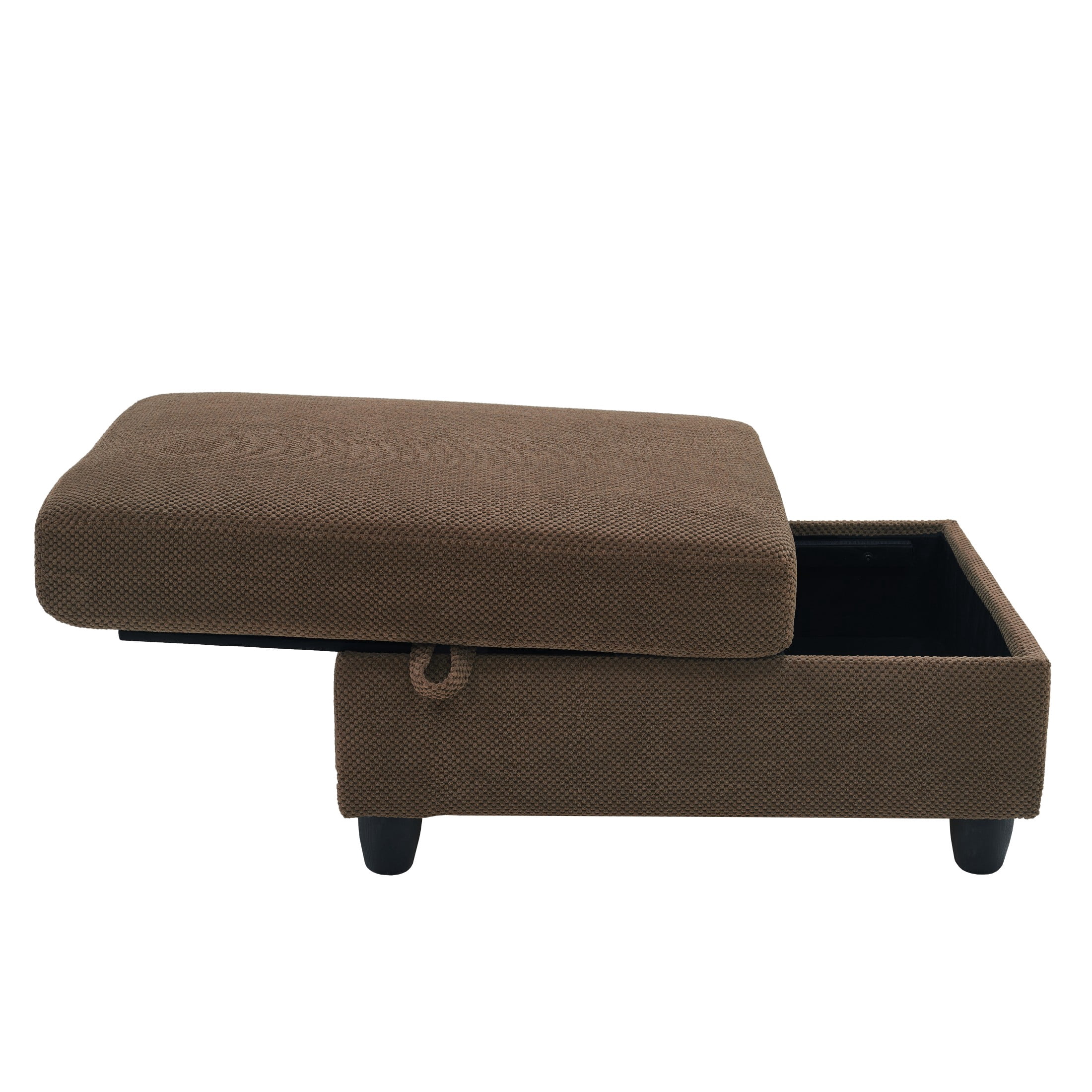 GDF Studio Abriel Accent Chair with Storage Ottoman, USB Ports & Cup Holders, Versatile Chaise Lounge, Coffee