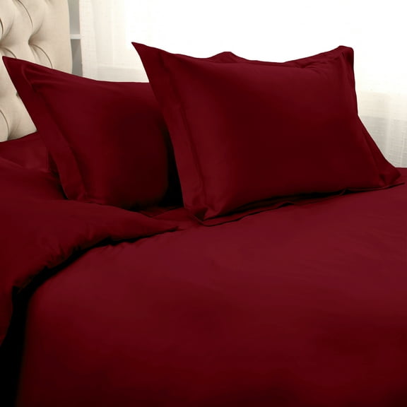 1200-Thread Count 100% Egyptian Cotton Solid Duvet Cover & Pillow Shams, 3-Piece Duvet Cover Set by Blue Nile Mills – King/California King , Burgundy