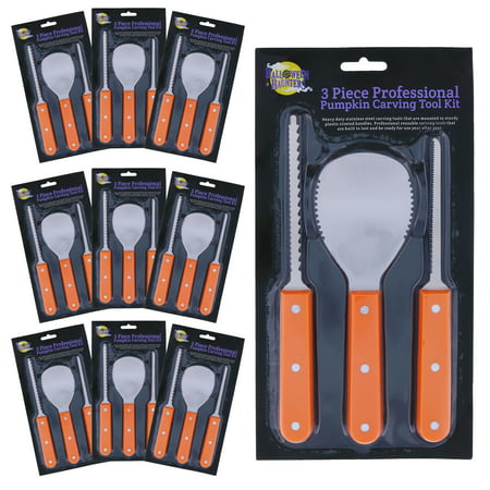10 Pack of 3 Piece Professional Pumpkin Carving Tool Kit - Kids & Adults Easily Carve Sculpt Halloween (The Best Pumpkin Carving Tools)