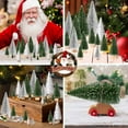 thumbnail image 6 of Ayieyill 30PCS Artificial Mini Christmas Trees, Mini Pine Tree Sisal Trees with Wood Base Bottle Brush Trees for Christmas Decorations Table Top Decor Winter Crafts Ornaments  (Green Silver White), 6 of 8