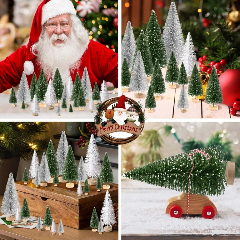 Ayieyill 30PCS Mini Pine Sisal Trees, Tabletop Xmas Decor with