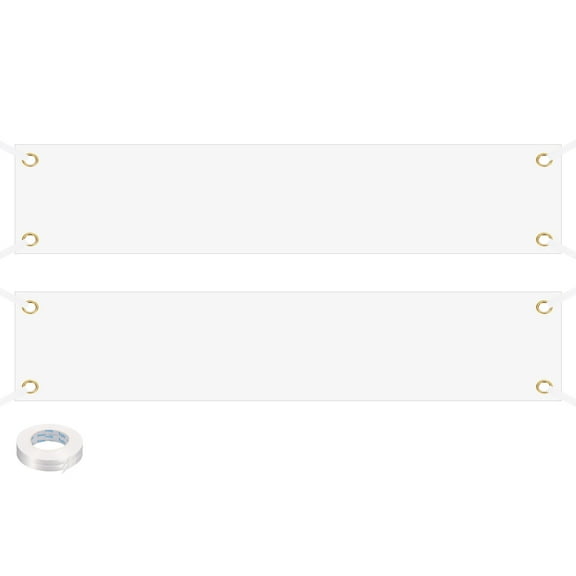 Uxcell Vinyl Blank Banners Signs to Decorate 2'x10' Sublimation White Banner, 2 Pcs