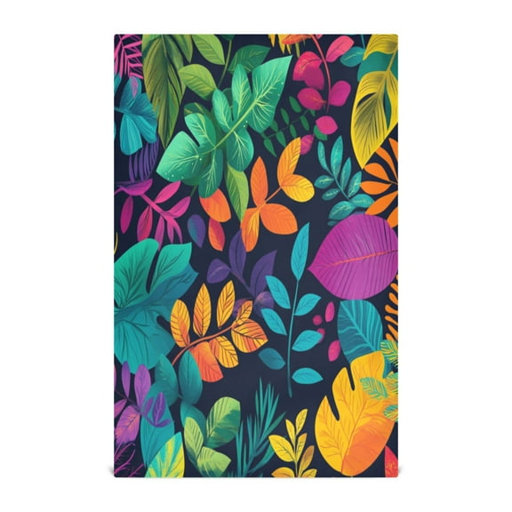 Multi-Purpose Kitchen Towels 28x18 Inch Dishcloths with Hanging Loop Decorative and Practical Towels for Kitchen, Dining Brightly Colored Leaves