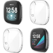 CAVN 4 Packs Screen Protector Case Compatible with Fitbit Sense/Versa 3, Full Coverage Soft TPU Protective Screen Cover