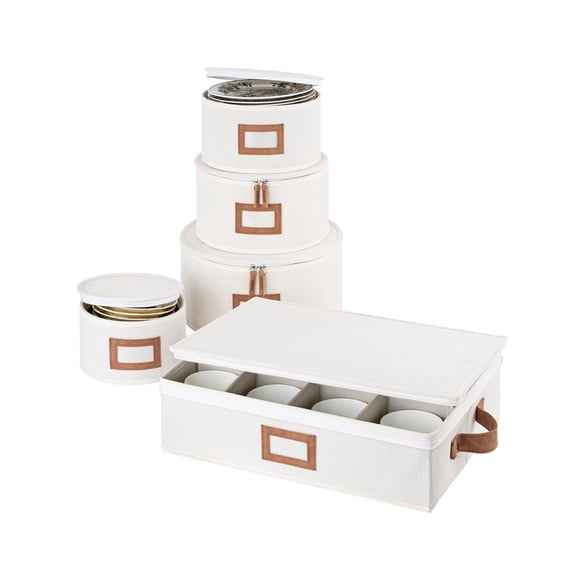 StorageWorks China Storage Containers, Hard Shell China Storage Boxes for Dishes, Plates and Mugs, Stemware Storage Cases, Holds