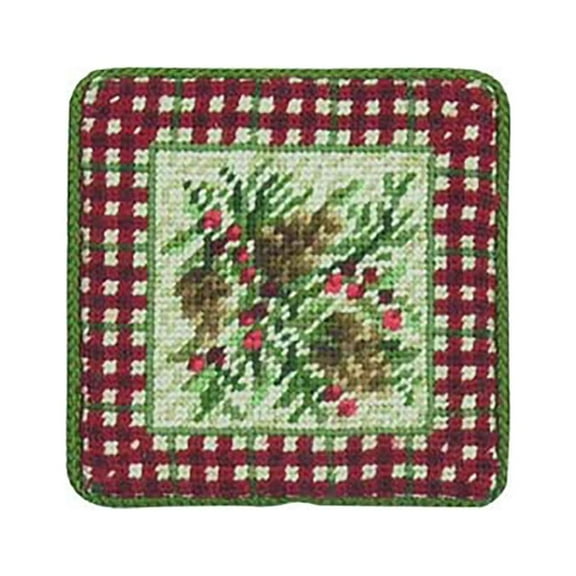 Rustic Pine Coaster Petit Point Coaster Set/4