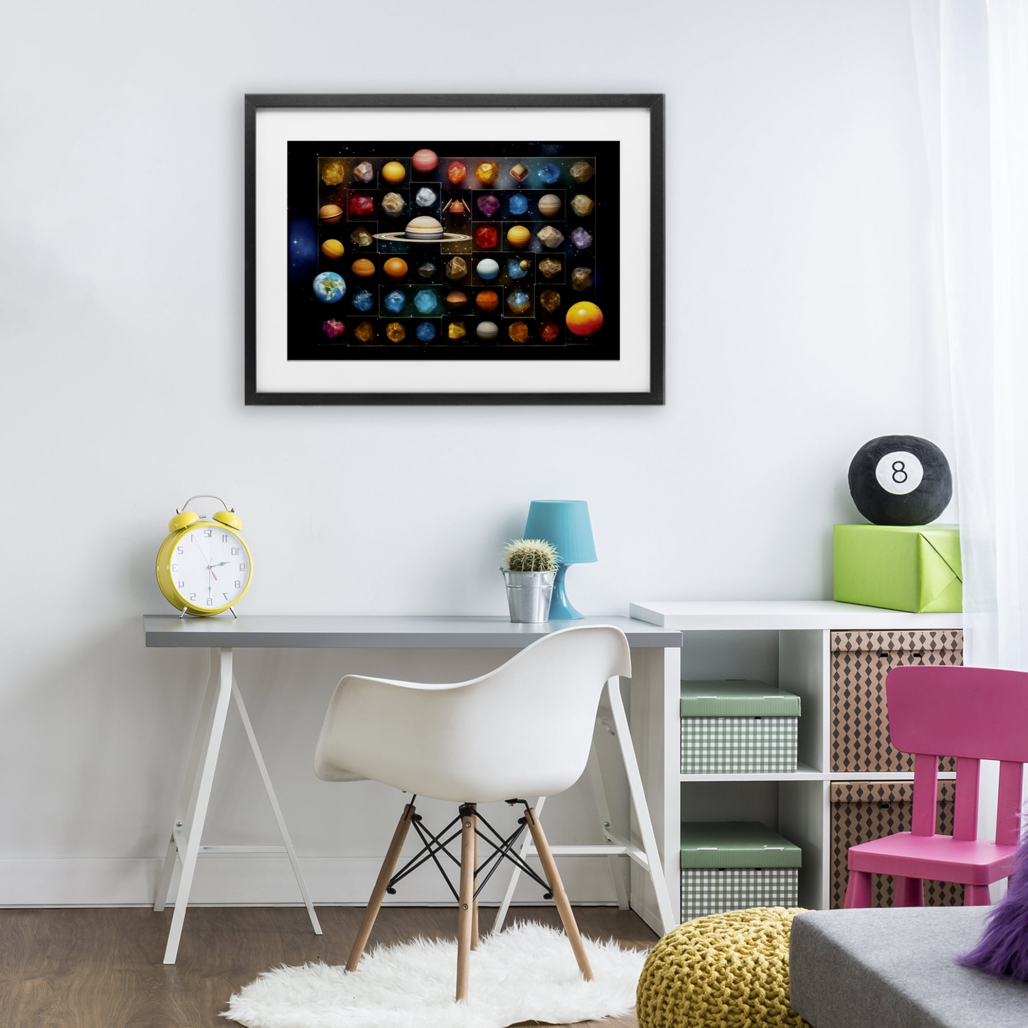 Stupell Industries Celestial Gems & Planets Black Framed Print Under Glass, design by Ray Powers