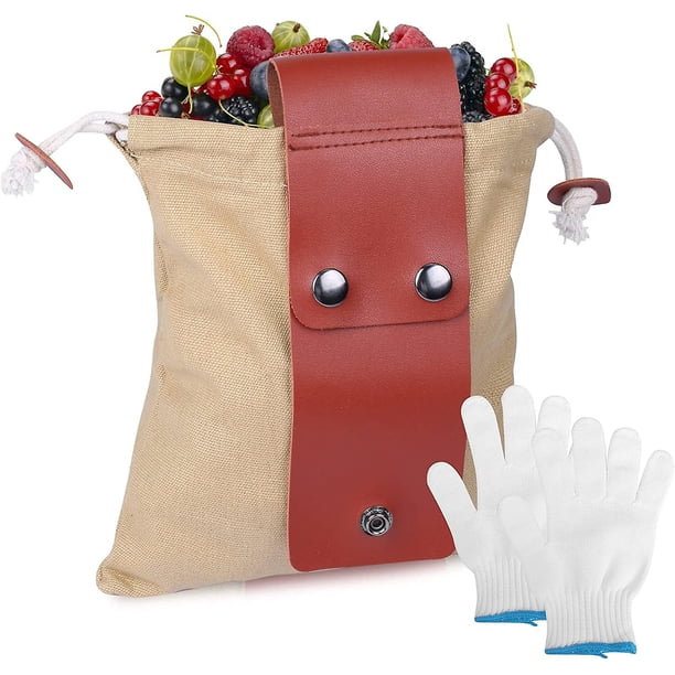 Bolsa de lona encerada para buscar setas con guante de trabajo, bolsa para cinturón de lona de cuero, plegable, para acampar, senderismo, viajes, jardín, Bushcraft, bolsa de recolección