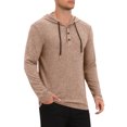 thumbnail image 4 of INSPIRE CHIC Men's Textured Hooded Sweatshirt Long Sleeve Pullover Casual Sweater Hoodies 2XL Khaki, 4 of 6
