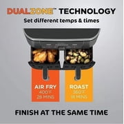 Ninja Foodi 8 qt 2-Basket Air Fryer, Black - DualZone Technology, Smart Finish