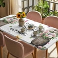 thumbnail image 3 of Groundhog Table Cloths for 3 Foot Rectangle Tables, Spring Floral Butterfly Botanical Patio Waterproof Elastic Fitted Tablecloths, Washable Rectangular Table Cover for Camping, 3 of 8