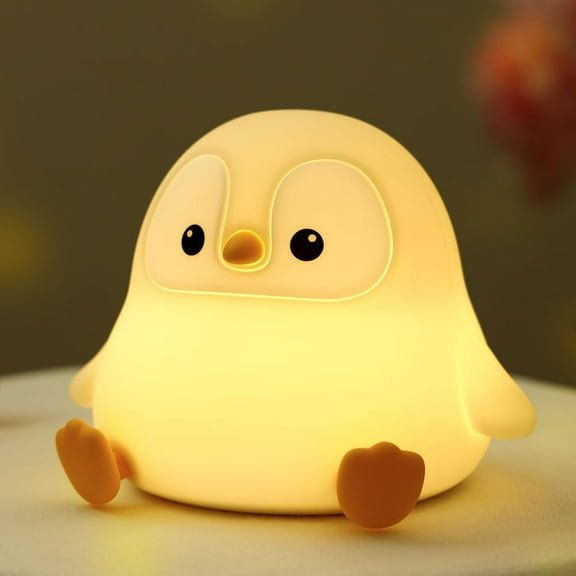 MYKOMI Cute Penguin Night Light, Squishy Silicone LED Night Lamp, Novelty Nursery Nightlight for Kids, Rechargeable Animal Touch Lamp Bedside Lamp, 2 Levels Dimmable, Room Decor Gifts for Girls Boys
