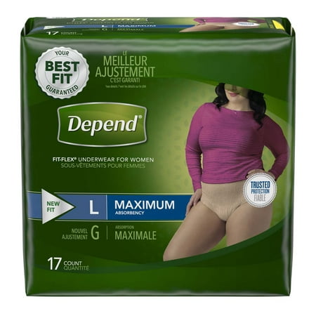 Depend Fresh Protection Adult Incontinence Underwear for Women - Maximum Absorbency - L - Blush - 17ct