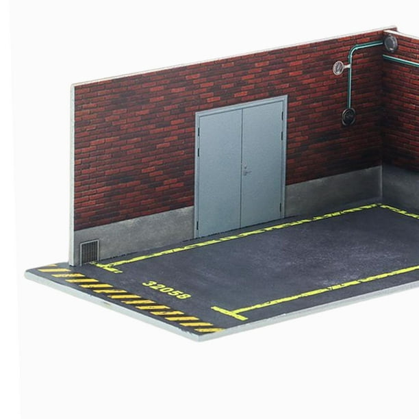 2Pieces Model Car Parking Lot Diecast Garage Car Scene Display Base for  1/32 Vehicle Toy Diorama Collection Layout, 8.03x4.57x3.23inch Style F 