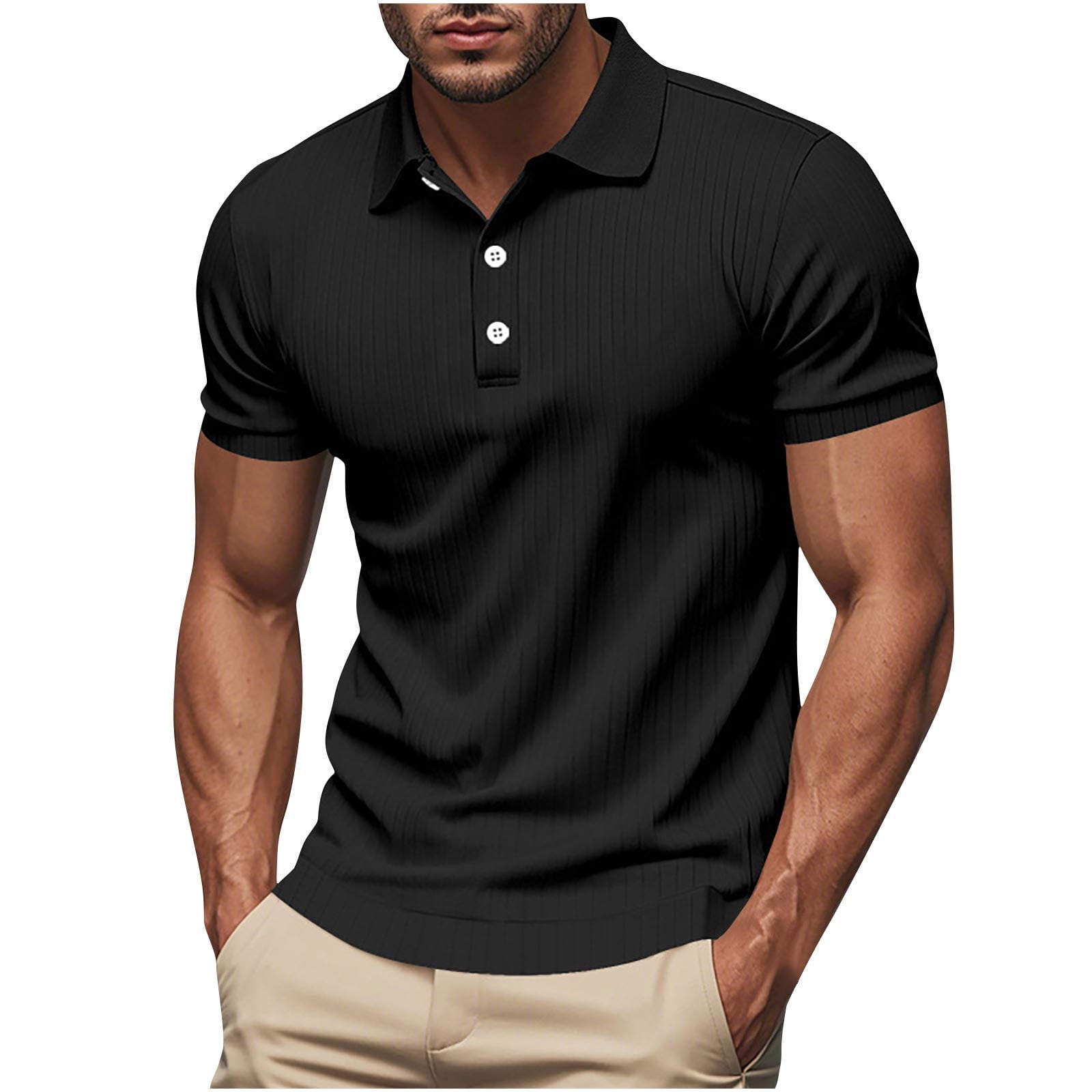 YanHoo Mens Knit Polo Shirts Short Sleeve Business Casual T-Shirts