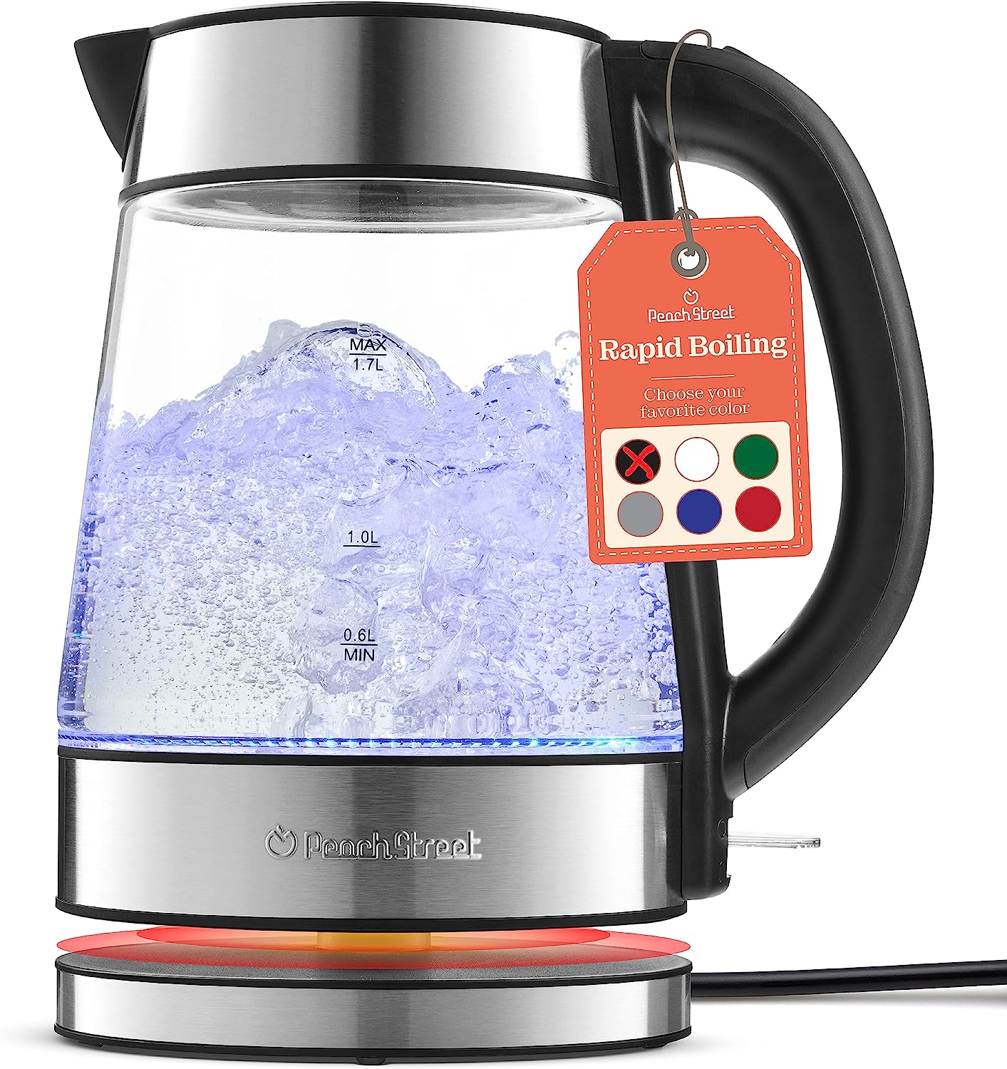SpeedBoil Water Electric Kettle, 1.7L 1500W, Coffee & Tea Kettle Borosilicate Glass, Wide