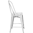 thumbnail image 3 of 24'' High Distressed White Metal Indoor-Outdoor Counter Height Stool with Back, 3 of 9