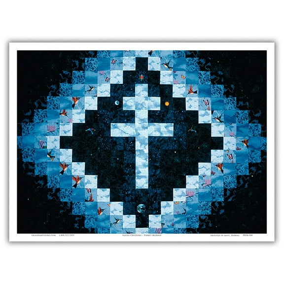 Santo Cruzeiro (Holy Cross) - Santo Daime Symbol - Cross of Lorraine - From an Original Color Painting by Emmet Murray - Master Art Print (Unframed) 9in x 12in