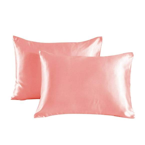 AUQ 2 Pcs Silk Pillow Cases,20"×40" Skin-Friendly Satin Pillowcase,Breathable and Reduces Frizz Blissy Silk Pillow Cases,Orange